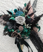 Load image into Gallery viewer, Bridal bouquet - emerald green, black, rose gold