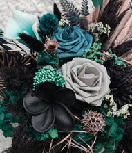 Load image into Gallery viewer, Bridal bouquet - emerald green, black, rose gold