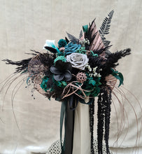 Load image into Gallery viewer, Bridal bouquet - emerald green, black, rose gold