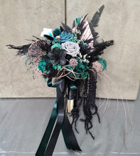 Load image into Gallery viewer, Bridal bouquet - emerald green, black, rose gold