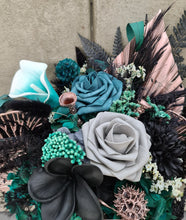 Load image into Gallery viewer, Bridal bouquet - emerald green, black, rose gold