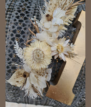 Load image into Gallery viewer, Preserved Everlasting flowers letter H - 15cm - White & Antique Gold
