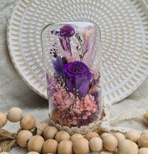 Load image into Gallery viewer, Medium Dome - Purple preserved rose