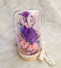 Load image into Gallery viewer, Medium Dome - Purple preserved rose