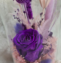 Load image into Gallery viewer, Medium Dome - Purple preserved rose