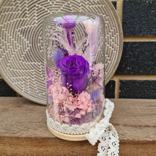 Load image into Gallery viewer, Medium Dome - Purple preserved rose