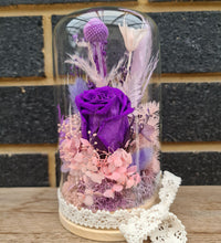 Load image into Gallery viewer, Medium Dome - Purple preserved rose