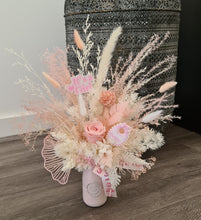 Load image into Gallery viewer, Welcome Baby girl preserved rose arrangement