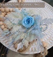 Load image into Gallery viewer, Preserved rose cake topper in light blue & white
