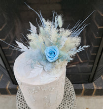 Load image into Gallery viewer, Preserved rose cake topper in light blue & white