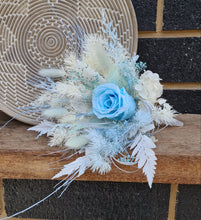 Load image into Gallery viewer, Preserved rose cake topper in light blue & white