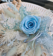Load image into Gallery viewer, Preserved rose cake topper in light blue & white