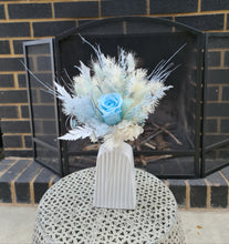 Load image into Gallery viewer, Preserved rose cake topper in light blue & white