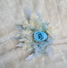 Load image into Gallery viewer, Preserved rose cake topper in light blue & white