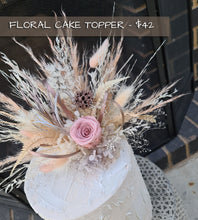 Load image into Gallery viewer, Dusty pink & neutral preserved flowers cake topper