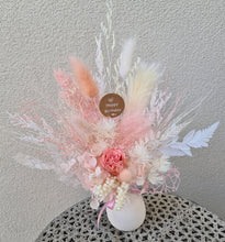 Load image into Gallery viewer, Peach/pink mini preserved rose with free bag & tag