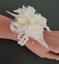 Load image into Gallery viewer, Boho corsage &amp; buttonhole combo pearl bracelet - Wedding / School Formal
