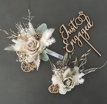 Load image into Gallery viewer, Double Sage green Everlasting flowers engagement cake topper
