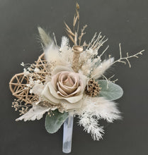 Load image into Gallery viewer, Double Sage green Everlasting flowers engagement cake topper
