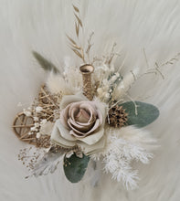 Load image into Gallery viewer, Double Sage green Everlasting flowers engagement cake topper
