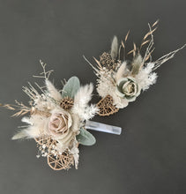 Load image into Gallery viewer, Double Sage green Everlasting flowers engagement cake topper
