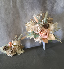 Load image into Gallery viewer, 2 x Sage green pink Everlasting flowers cake topper
