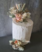 Load image into Gallery viewer, 2 x Sage green pink Everlasting flowers cake topper
