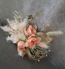 Load image into Gallery viewer, Double sage green, pink &amp; champagne gold cake topper, cake flowers
