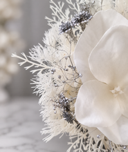 Load image into Gallery viewer, Off white w silver preserved flowers corsage &amp; buttonhole – school formal
