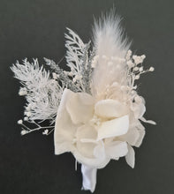 Load image into Gallery viewer, Boho white &amp; silver everlasting flowers corsage &amp; buttonhole – school formal
