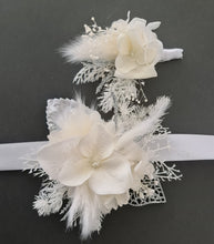 Load image into Gallery viewer, Boho white &amp; silver everlasting flowers corsage &amp; buttonhole – school formal
