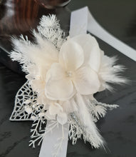 Load image into Gallery viewer, Boho white &amp; silver everlasting flowers corsage &amp; buttonhole – school formal
