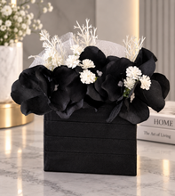 Load image into Gallery viewer, Black &amp; white everlasting flowers corsage &amp; pocket flowers – wedding / school formal
