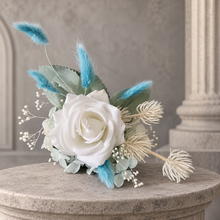 Load image into Gallery viewer, Double soft blue / green floral cake topper  – Christening, Baptism, Holly Communion
