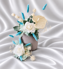 Load image into Gallery viewer, Double soft blue / green floral cake topper  – Christening, Baptism, Holly Communion

