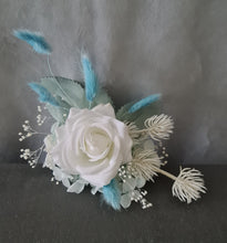 Load image into Gallery viewer, Double soft blue / green floral cake topper  – Christening, Baptism, Holly Communion
