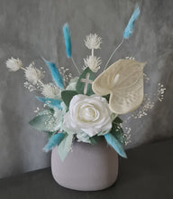 Load image into Gallery viewer, Double soft blue / green floral cake topper  – Christening, Baptism, Holly Communion
