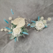 Load image into Gallery viewer, Double soft blue / green floral cake topper  – Christening, Baptism, Holly Communion
