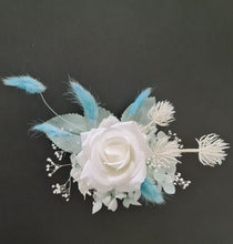 Load image into Gallery viewer, Double soft blue / green floral cake topper  – Christening, Baptism, Holly Communion
