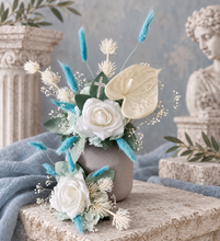 Load image into Gallery viewer, Double soft blue / green floral cake topper  – Christening, Baptism, Holly Communion
