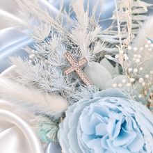 Load image into Gallery viewer, Baby blue floral cake topper – Christening, Baptism, Holly Communion
