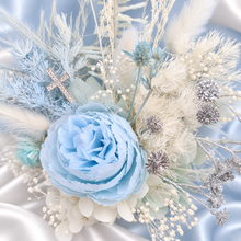 Load image into Gallery viewer, Baby blue floral cake topper – Christening, Baptism, Holly Communion
