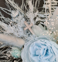 Load image into Gallery viewer, Baby blue floral cake topper – Christening, Baptism, Holly Communion

