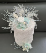 Load image into Gallery viewer, 2 x Floral cake topper baby blue &amp; white – Christening, Baptism, Holly Communion
