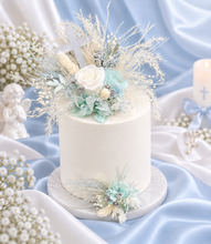 Load image into Gallery viewer, 2 x Floral cake topper baby blue &amp; white – Christening, Baptism, Holly Communion
