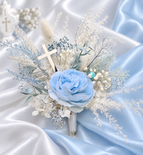 Load image into Gallery viewer, Blue &amp; white Floral cake topper x 2– Christening, Baptism, Holly Communion
