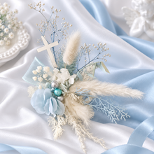 Load image into Gallery viewer, Blue &amp; white Floral cake topper x 2– Christening, Baptism, Holly Communion
