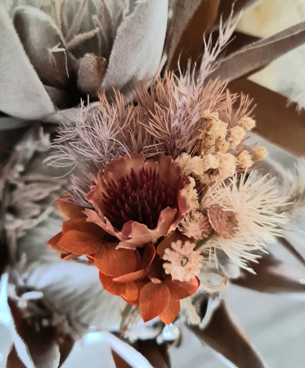 Rustic everlasting flowers buttonhole – Wedding groom, school prom