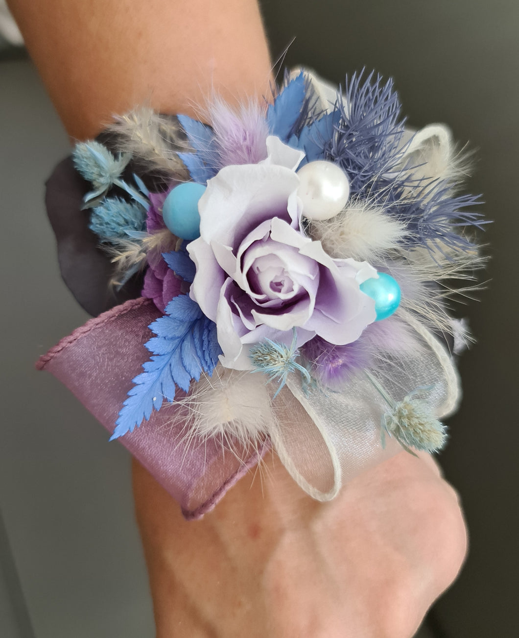 Preserved flowers pastel colours corsage