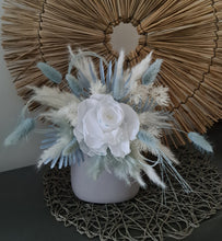 Load image into Gallery viewer, Baby blue &amp; white preserved flowers cake topper - Christening, baptism, baby shower
